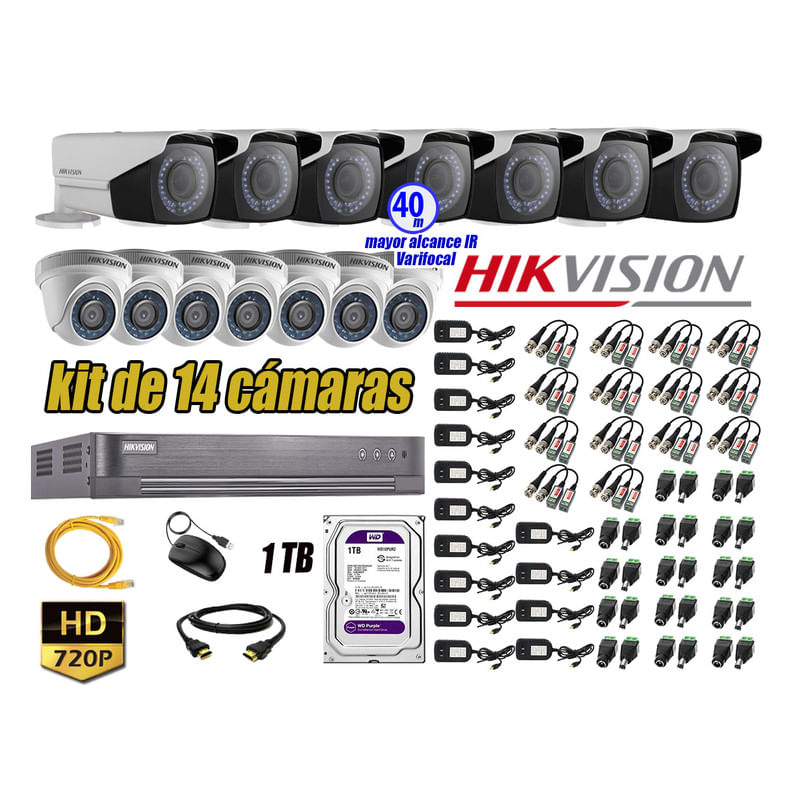Kit-14-Camaras-de-Seguridad-Hikvision-Hd-720P-mas-Disco-1Tb-P2p-Mayor-Alcance-Varifocal-Ip66