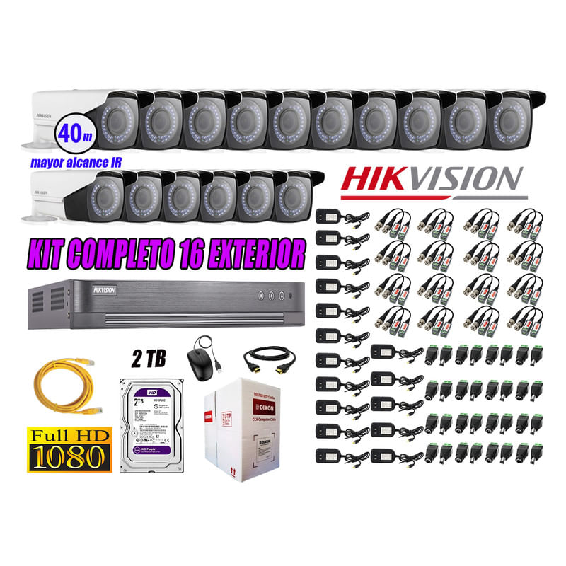 Kit-16-Camaras-de-Seguridad-Exterior-Varifocal-Hikvision-Full-Hd-1080P-mas-Disco-2Tb-Wd-Hdmi