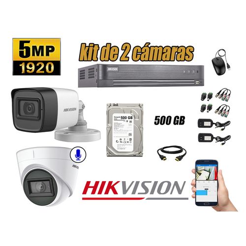 Kit 2 Cámaras de Seguridad Hikvision 5Mp 01 Cámara Audio Incorporado Hdmi