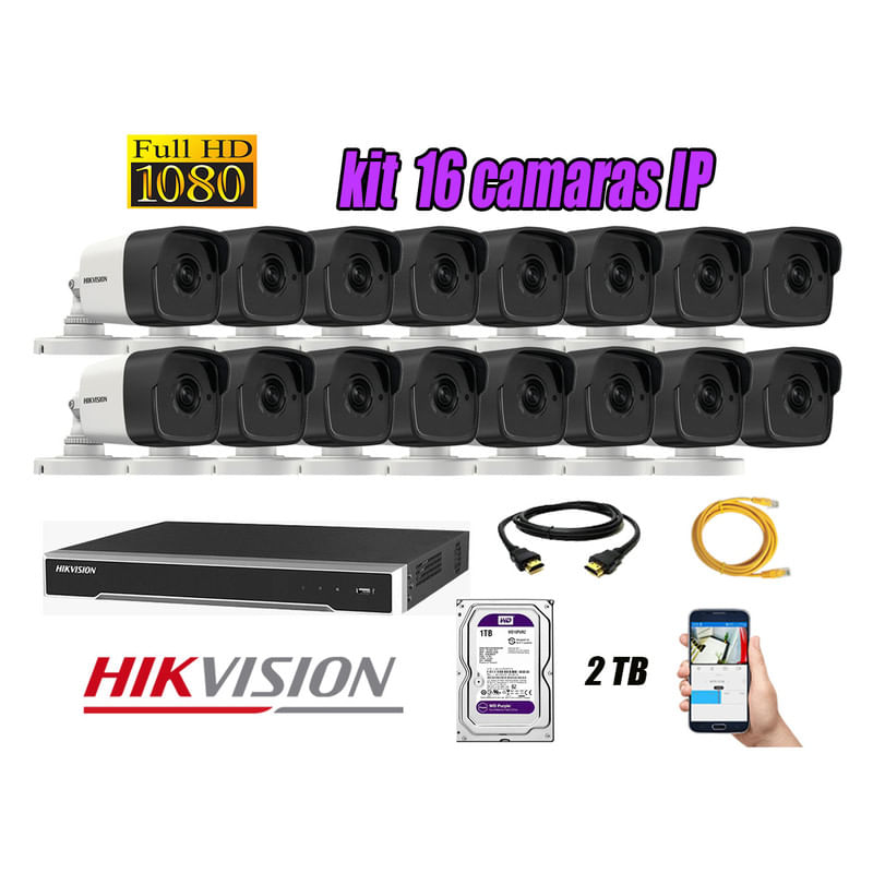 Kit-16-Camaras-de-Seguridad-Ip-Poe-Exterior-Hikvision-mas-Disco-2Tb-Wd-Purpura