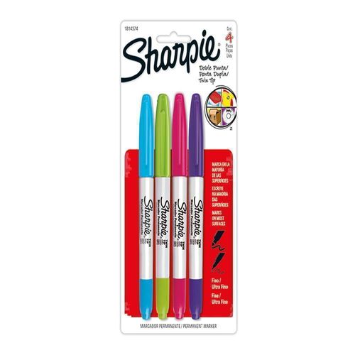 Marcador Permanente Sharpie Doble Punta Surtido Blister X4