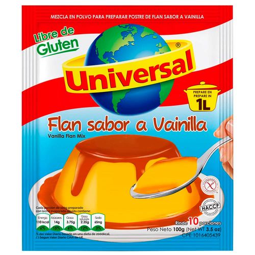 Flan UNIVERSAL Sabor a Vainilla Bolsa 100g