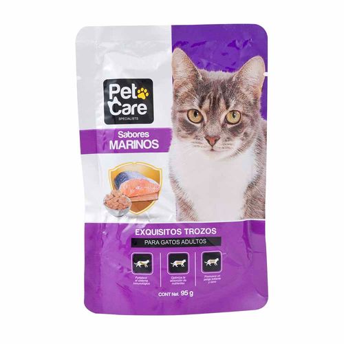 Comida para Gatos PET CARE Adultos Sabores Marinos Pouche 95g