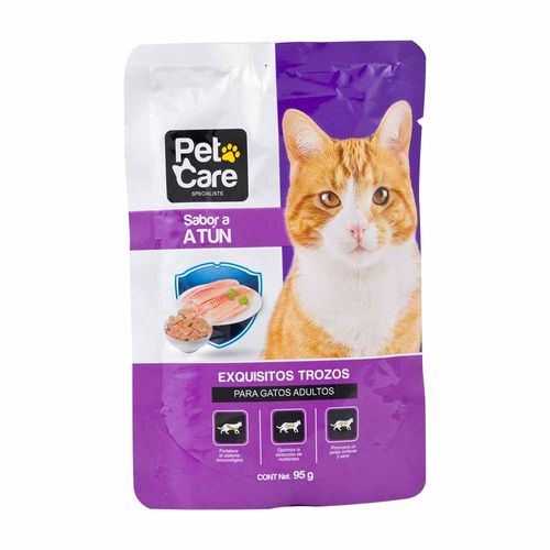 Comida para Gatos PET CARE Adultos Sabor a Atún Pouche 95g