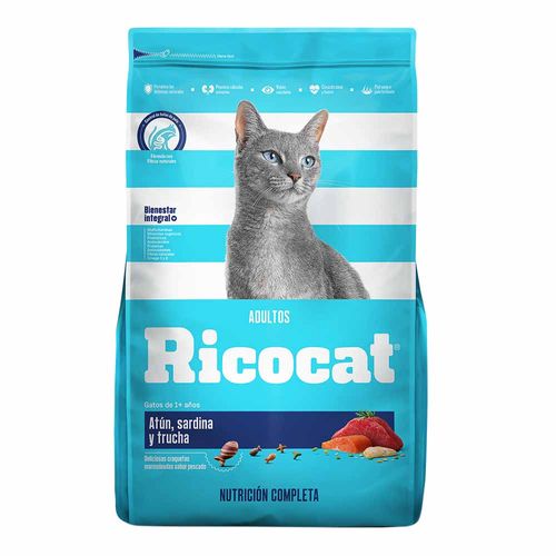 Comida para Gatos RICOCAT Adultos Pollo, Sardina y Salmón Bolsa 9Kg