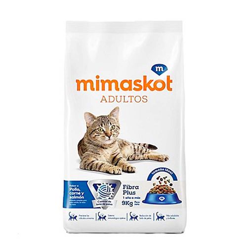 Comida para Gatos MIMASKOT Adultos Pollo, Carne y Salmón Bolsa 9Kg