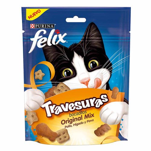 Comida para Gatos FELIX Mix Bocaditos Pollo, Hígado y Pavo Doypack 60g