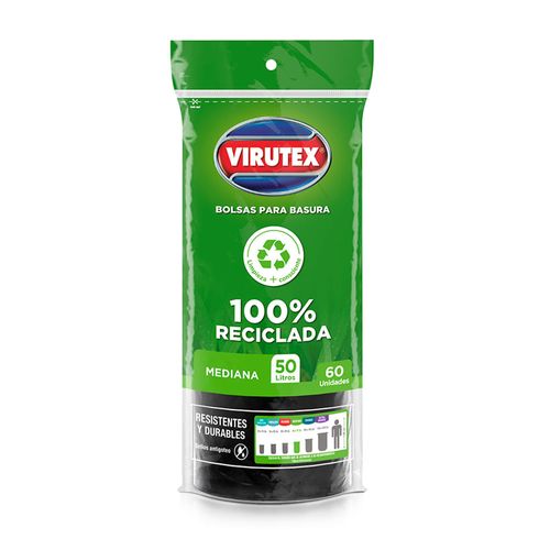 Bolsa negra de basura rollo 50l x 60 unidades