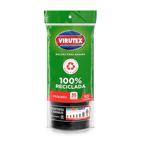 Bolsa negra de basura rollo 35l x 50 unidades
