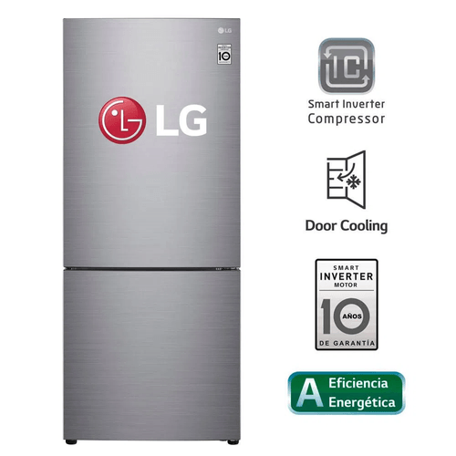 Refrigeradora LG Bottom Freezer con Door Cooling 408 L GB41BPP Plateado