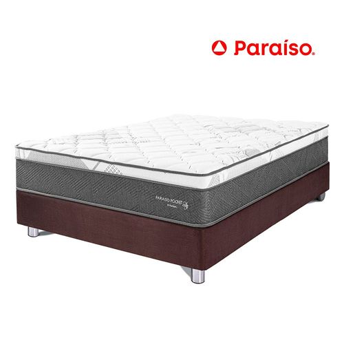 Cama Paraíso Pocket Star 2 Plazas Chocolate + 2 almohadas + protector