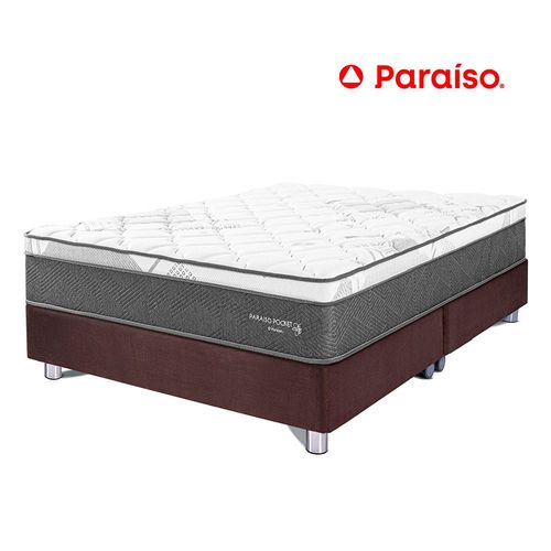 Cama Paraíso Pocket Star Queen Chocolate + 2 almohadas + protector