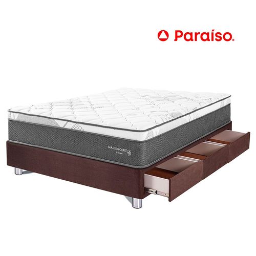 Cama Paraíso Pocket Star 1.5 Plz Con Cajones - Chocolate