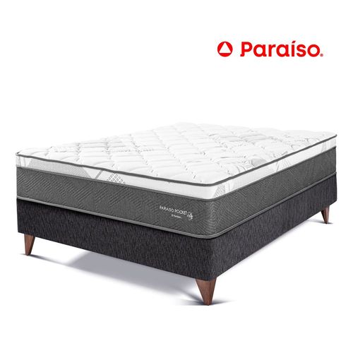 Cama Europea Paraíso Pocket Star 1.5 Plz - Charcoal