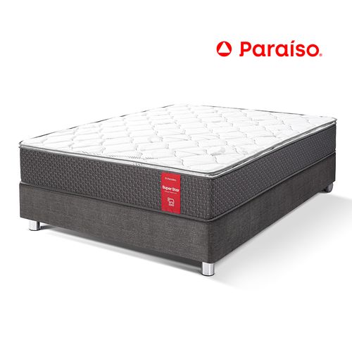 Cama Paraíso Super Star 1.5 Plazas Acero + 1 almohada + protector