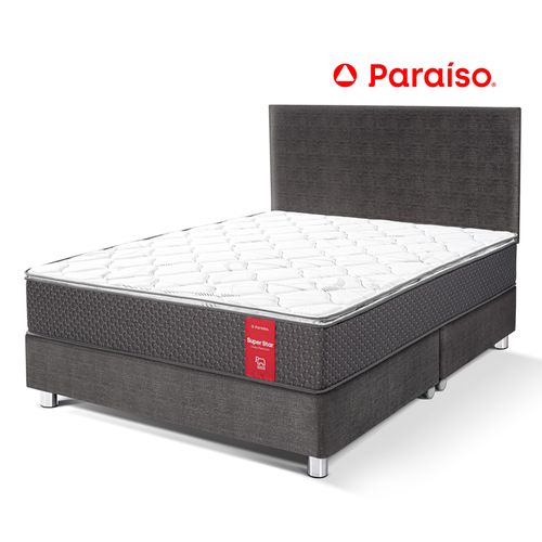 Juego de Dormitorio Paraíso Super Star Queen Acero + 2 almohadas + protector