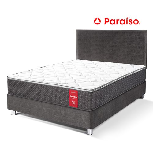 Juego de Dormitorio Paraíso Super Star 2 Plazas Acero + 2 almohadas + protector