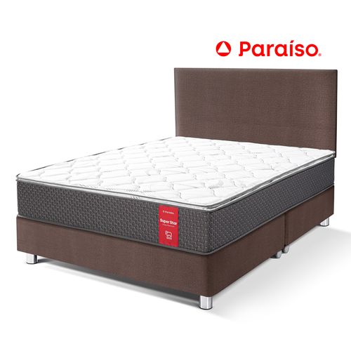 Juego de Dormitorio Paraíso Super Star Queen Chocolate + 2 almohadas + protector