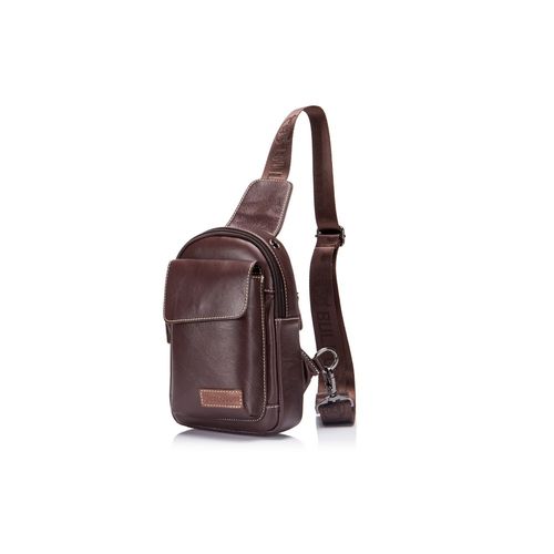 Mochila cruzada de Cuero Mate XB-097-BR Marrón