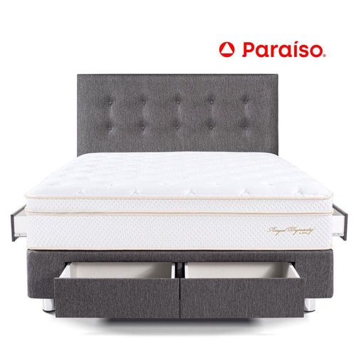 Juego de Dormitorio Paraíso Royal Dynasty con cajones 2 Plazas + 2 almohadas viscoelásticas + protector