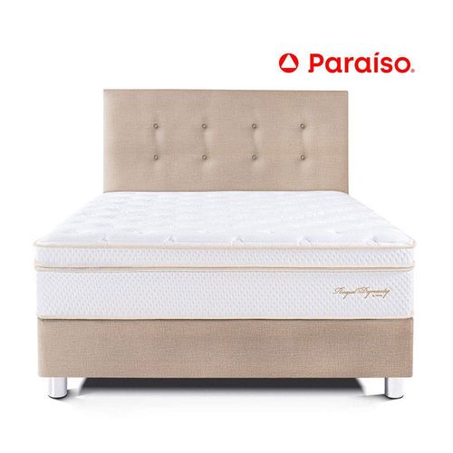 Juego de Dormitorio Paraíso Royal Dynasty 1.5 Plazas Champagne + 1 almohada viscoelástica + protector