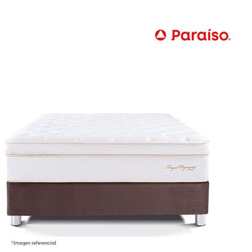 Cama Paraíso Royal Dynasty 1.5 Plazas Chocolate + 1 almohada viscoelástica + protector