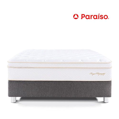 Cama Paraíso Royal Dynasty King Acero + 2 almohadas viscoelásticas + protector