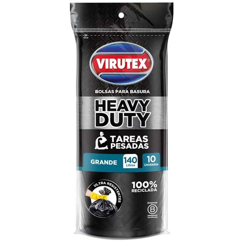 Bolsa de Basura Antibacterial VIRUTEX Heavy Duty 140l Paquete 10un