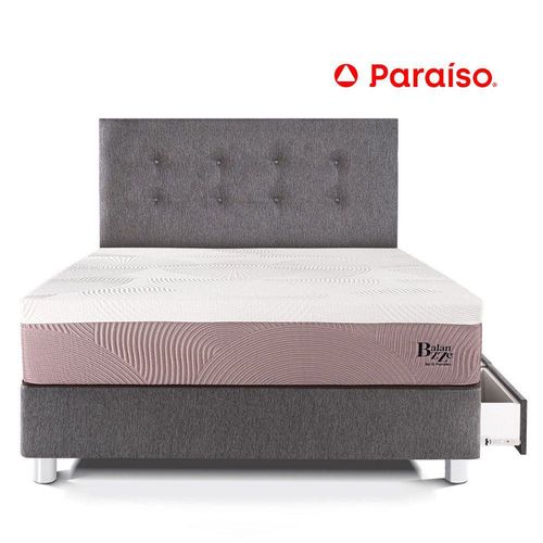 Dormitorio con Cajones Balanzze 1.5 Plazas Gris Bipanel