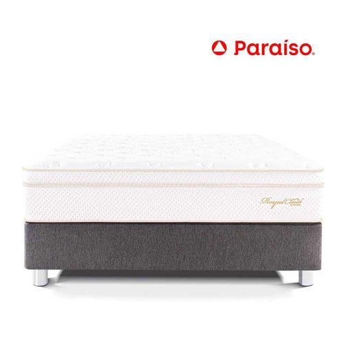 Cama Paraíso Royal Cloud Queen Acero + 2 almohadas viscoelásticas + protector