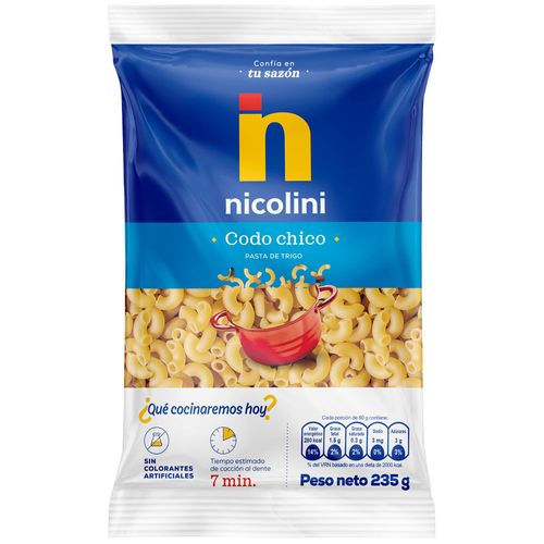 Fideos NICOLINI Codo Chico Bolsa 235g