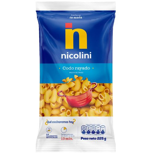 Fideos NICOLINI Codo Rayado Bolsa 225g