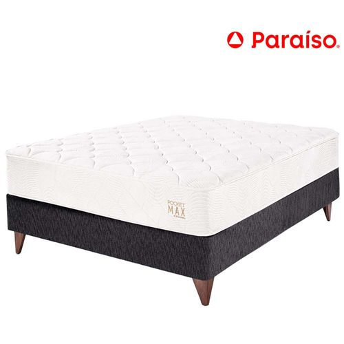 Cama Europea PARAÍSO Pocket Max 1.5 Plazas Charcoal