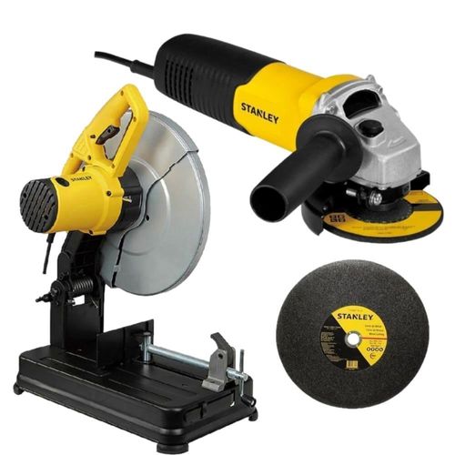 Combo Tronzadora de Metales 2200W + Esmeril Angular 4 1/2" 710W + Disco Corte 14" Stanley