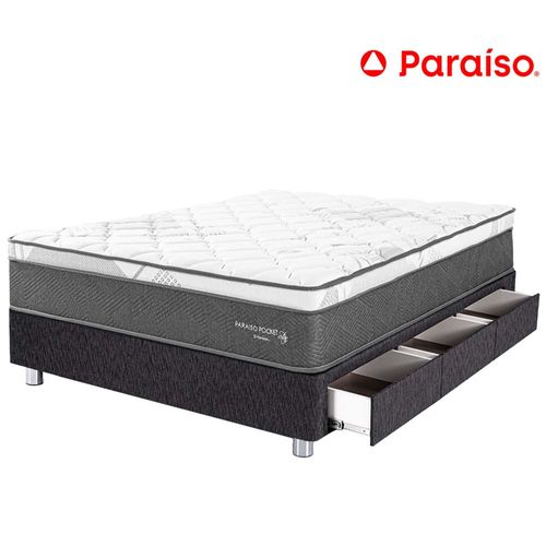 Cama Americana Cajones PARAISO Pocket Star 1.5 Plazas Charcoal