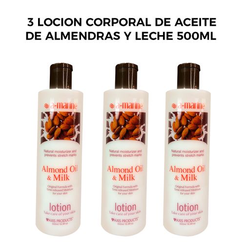 3 Locion Corporal de Aceite de Almendras y Leche 500ml