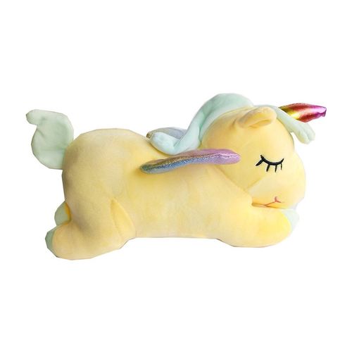 Peluche Unicornio Echado Amarillo Antialérgico 30cm