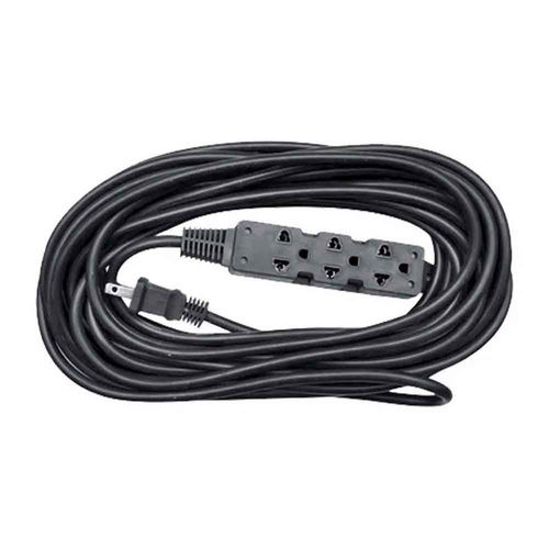 Extensión de cable Teraware 10m, 3 tomas, enchufe plano, negro